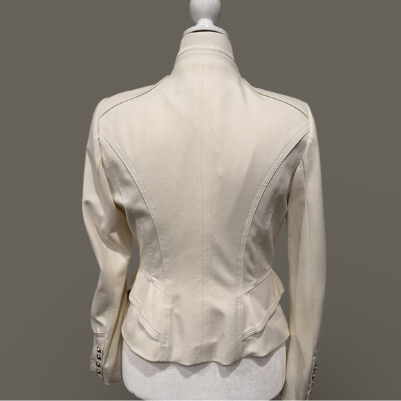 White House Black Market Ivory Military Jacket Silver Buttons Size 10 - Picture 4 of 7
